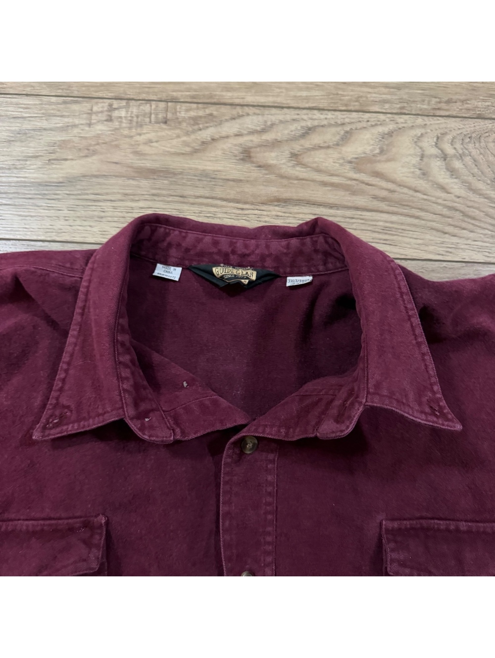 Vtg Guide Gear Heavyweight Flannel Shirt Mens 3XLT Burgundy - Picture 3 of 7